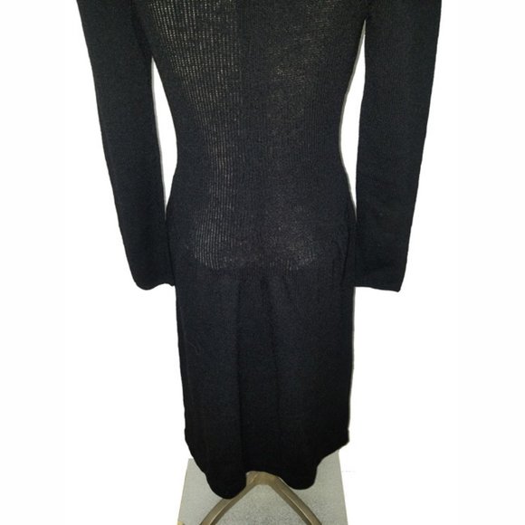 Vtg 80s Santana Knit beaded sequined Bodice Dress 12 - Picture 9 of 11